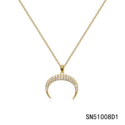 Simple Horn Crescent 925 Sterling Silver Necklace