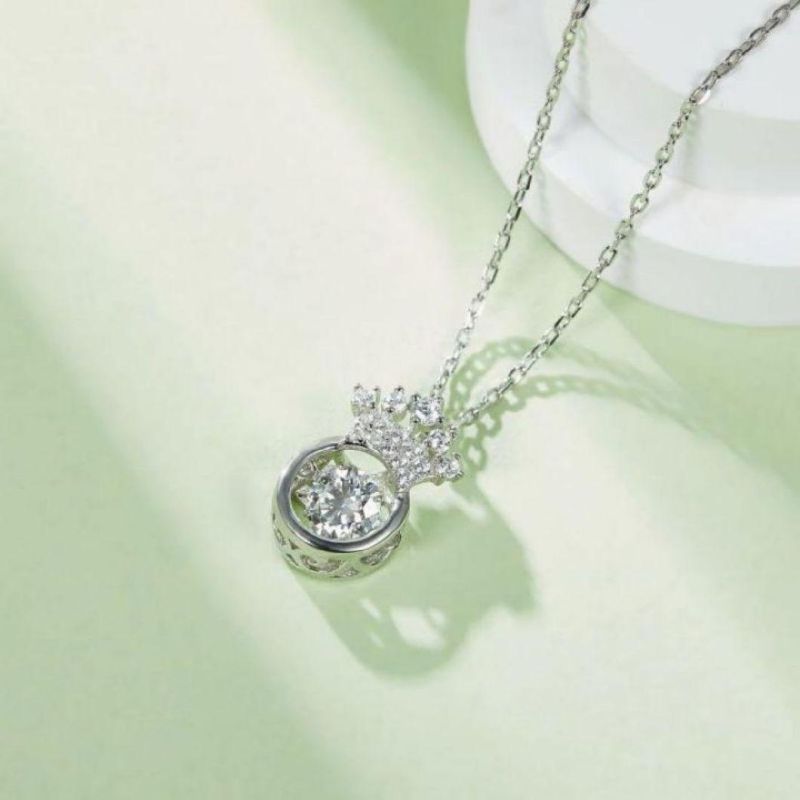 2022 Fine Luxury Claw Insert 0.5CT Moissanite Women Crown Necklace S925 Jewelry