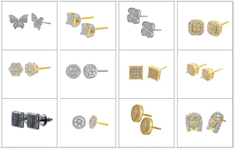 Fashion Jewelry Micro Pave Clear CZ Gold Round Screw Earrings