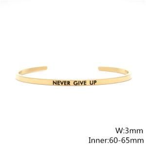 Never Give up Text Cuff Bracelet Stainless Steel Bracelet 60X3mm