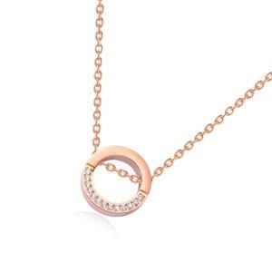 Gold Plated Stainless Steel Diamond Ring Clavicle Chain