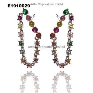 Fashion Style Multi-Color Silver Earring