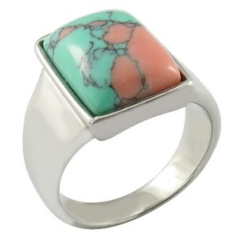 Natural Gemstone Rings Stainless Steel Jewelry Ring