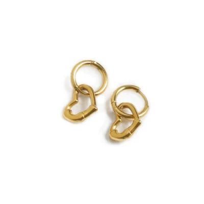 Manufacturer Custom Logo Fashion jewellery High Quality Waterproof Trendy Gold Earring Women Heart Design Jewelry Earring