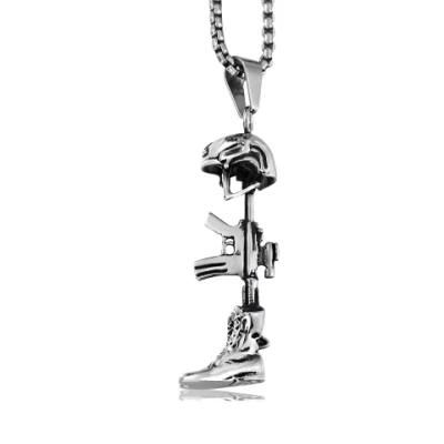Stainless Steel Pendant Symbolic Soldier Firearms Pendant
