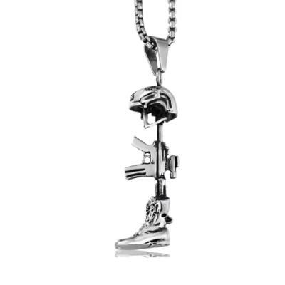 Stainless Steel Pendant Symbolic Soldier Firearms Pendant