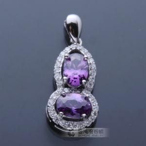Calabash Shaped 925 Sterling Silver Pendant with Amethyst Stone AAA Quality (BAAP4672S)