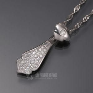 Fashion Round Diamond CZ Stone Pendant in 925 Sterling Silver