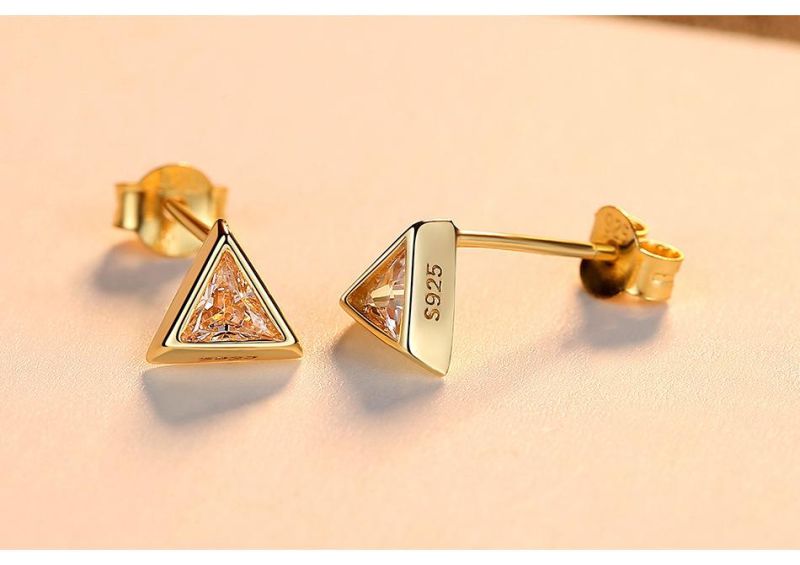 Glossy Diamond Cute Little Triangle Silver Earrings Stud