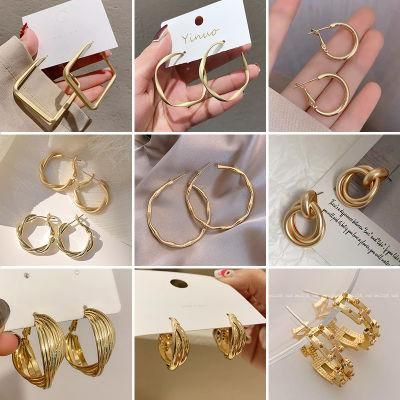 2021 Wholesale Jewelry Big Circle 925 Silver Needle Geometry Hook Earrings
