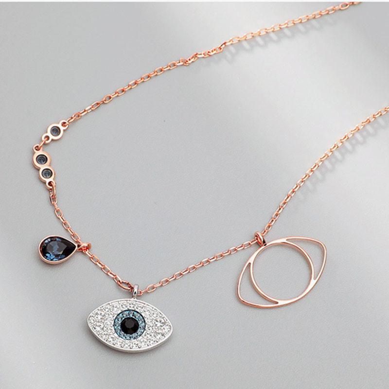 Rose Gold Inlaid Diamond Crystal Pendant Clavicle Chain Necklace
