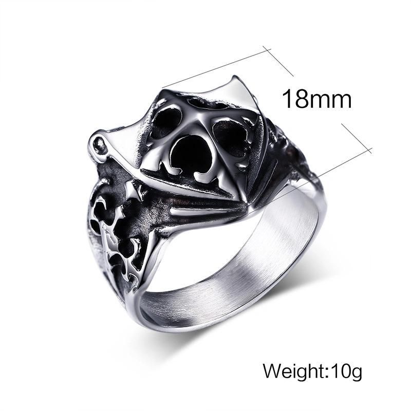 Black Steel Animal Head Ring