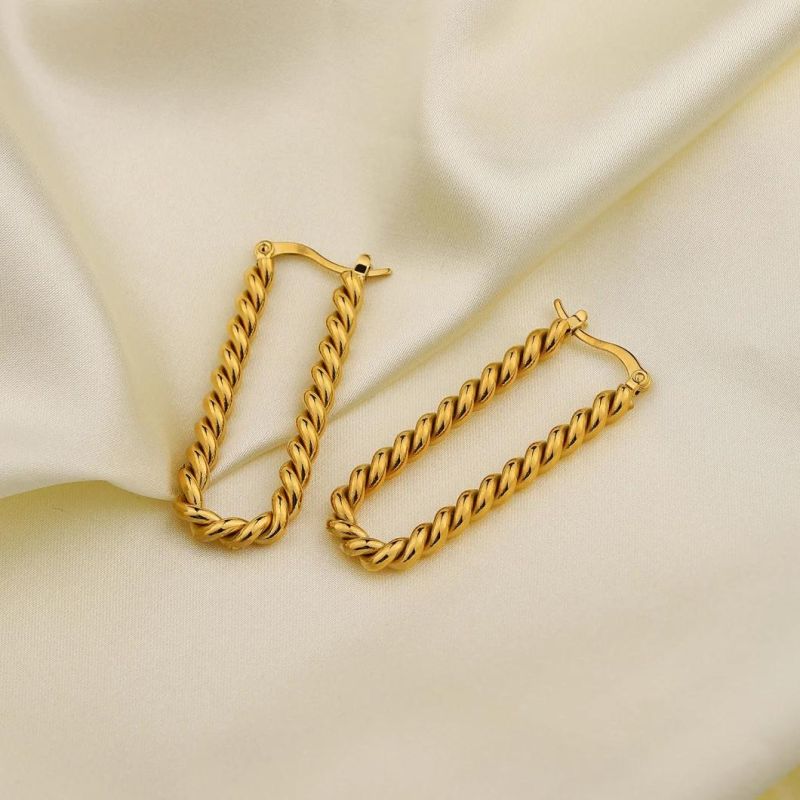 Ins Web Celebrity Style Twisted Earring 18K Electroplated 316L Stainless Steel Titanium Steel Lady Earring Studs