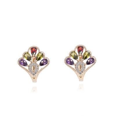 Fashion Women&prime; S Luxury Earrings Three-Color Gold-Plated Earrings