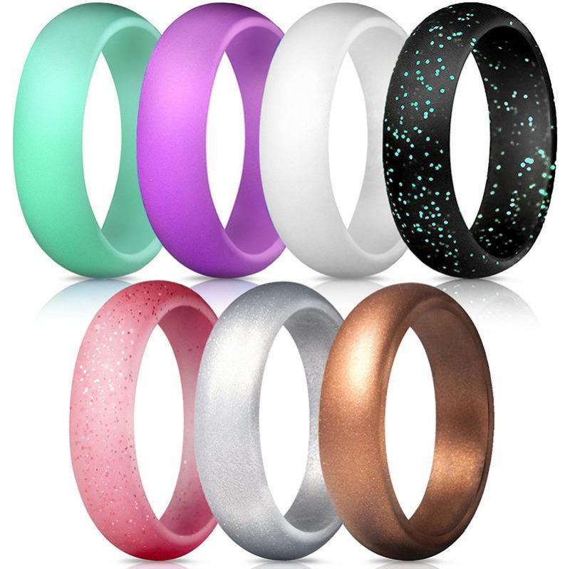 Silicone Soft Wedding Band Engagement Finger Rubber Rings for Men Women