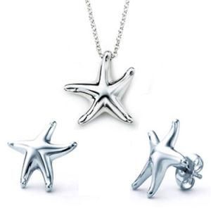 Women Bridal Wedding Fashion Sealife Starfish Earring Necklace Jewelry Set