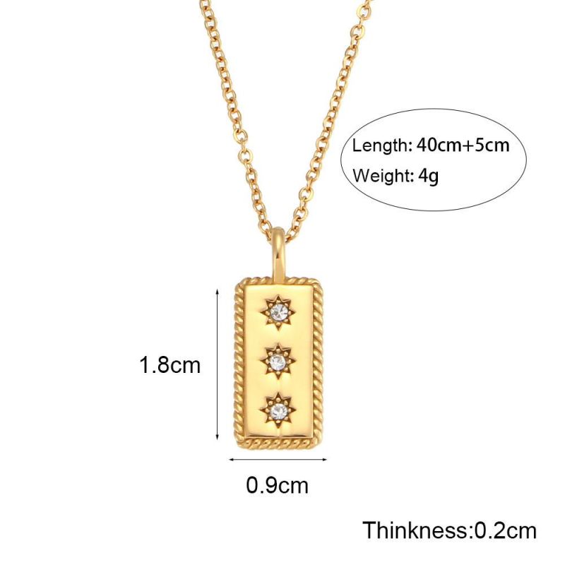 Factory Customized Fashion Jewelry Zircon Sun Pendant 18K Gold-Plated Stainless Steel Charm Necklace