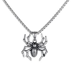 Stainless Steel Spider Pendant Necklace