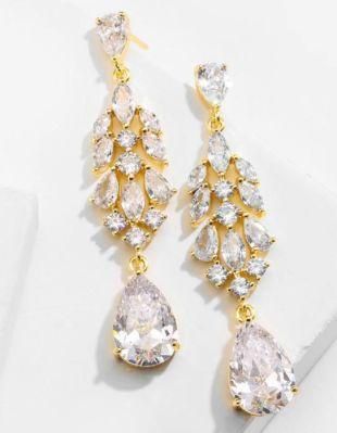 Bridal Pear Earring Jewelry, Wedding Pear Earring Jewelry, CZ Earring, Factory Direct Wholesale, Gold Earring
