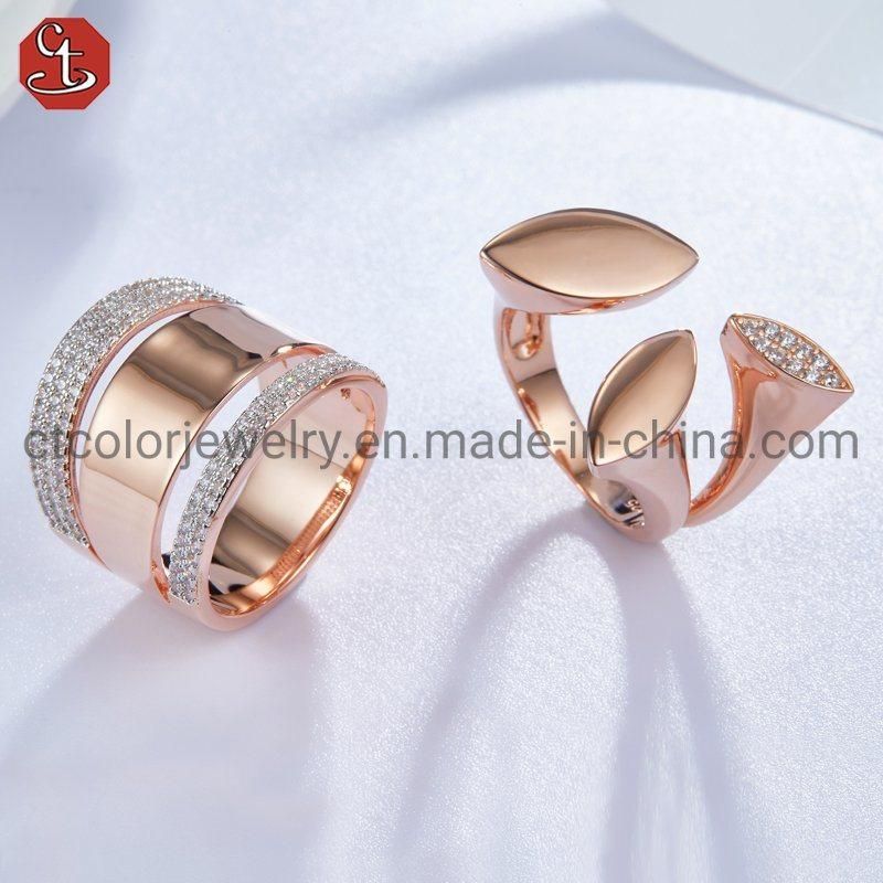 925 Sterling Silver Fashion Jewelry Rose Gold Plated Luxury Ring for Women