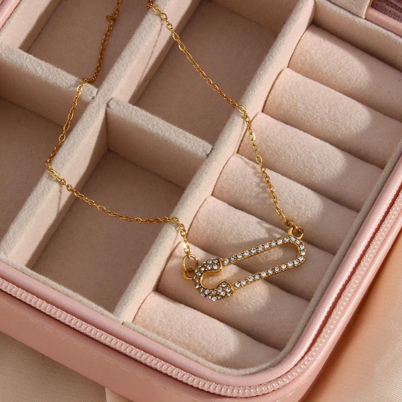 Factory Customized Fashion Jewelry Wholesale Customized 18K Gold-Plated Stainless Steel Necklace