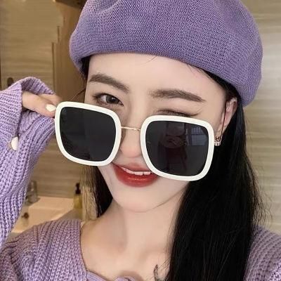Sunglasses for New Fashion Square Sunglasses Big Frame Orange Pink Retro Sunglasses Female Personality Hong Kong Style Small Face Glasses