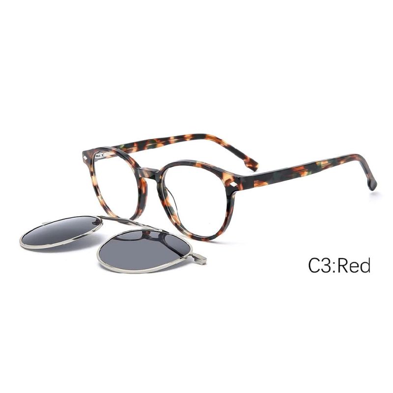 Professional Supplier Montura De Gafas Acetate Metal Combination Safety Futuristic Clip on Sunglasses for Men Women