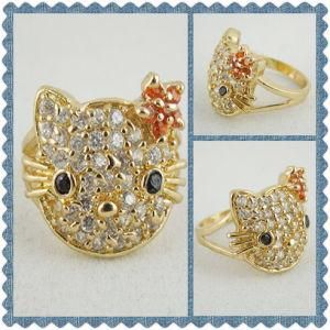 Fashion Finger Ring, Newest Hello Kity Ring, Cubic Zircon Pave Ring (3392)