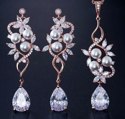 Bridal Pearl Necklacejewelry. Luxury Pearl CZ Necklace Jewelry. Bridesmaid Necklace Wedding Jewelry for Wedding