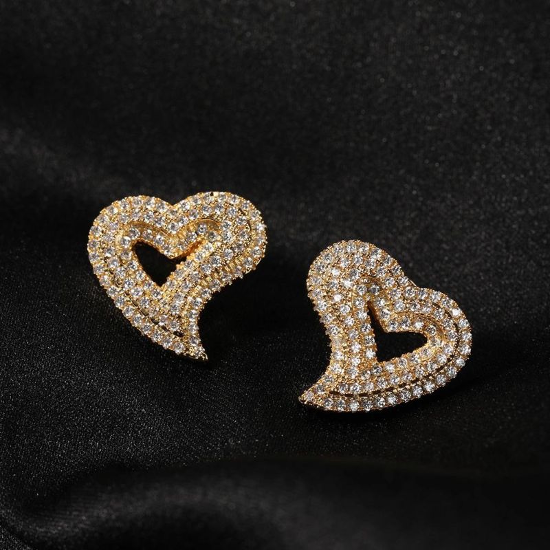 Zircon Hollow-out Love Earrings Hip Hop Fashion Jewelry