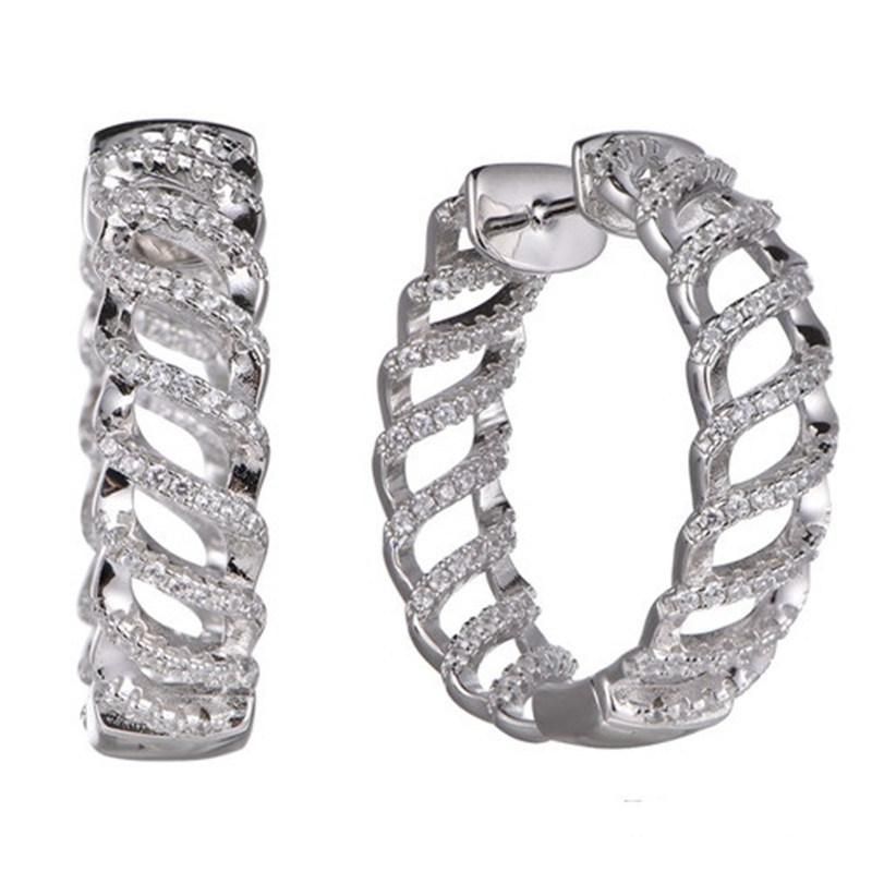 925 Silver Double Line Fashion Big Hoop Earring for Christmas Promotion