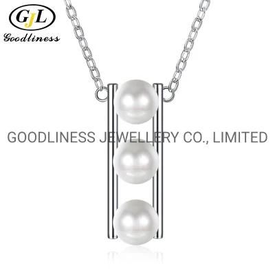 Elegant 925 Sterling Silver Jewelry Women Pearl Pendant Necklace