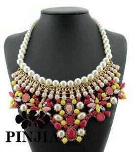 Newest Ladies Multilayer Pearl Bib Charm Necklace Fashion Jewelry