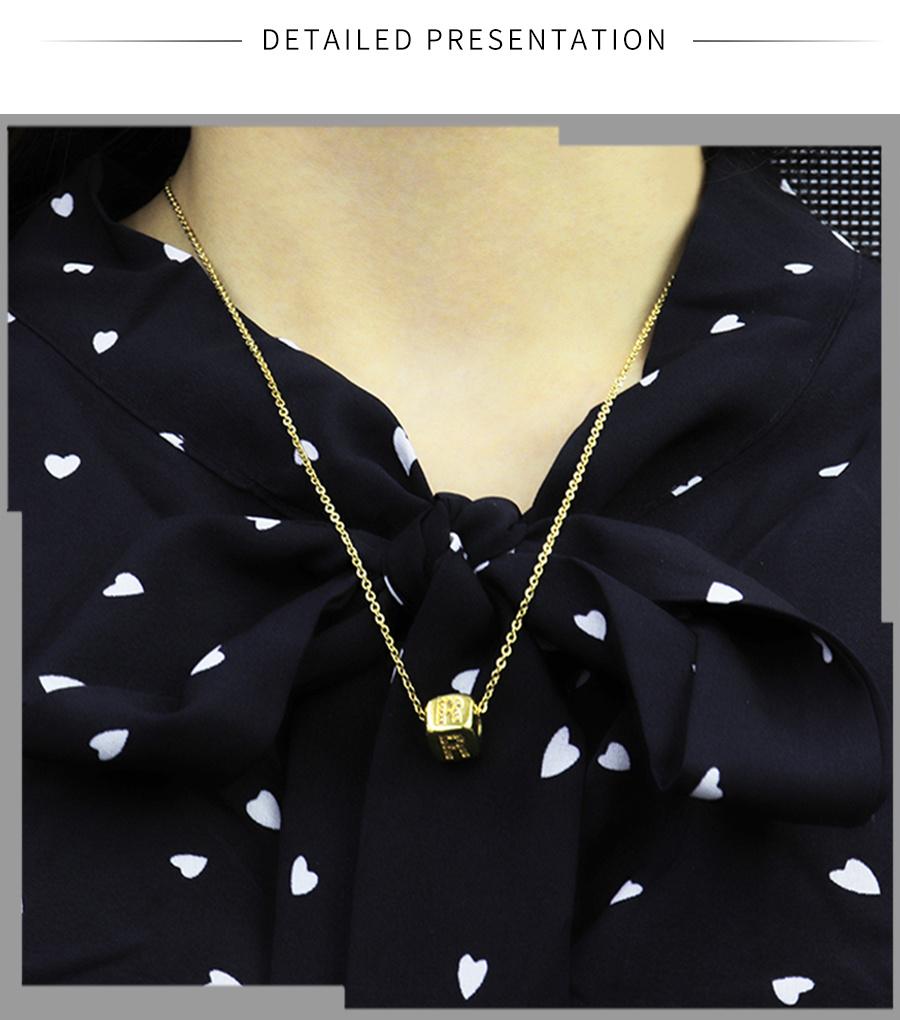 Four-Sided Square Cutout Letter Necklace with Diamond Pendant