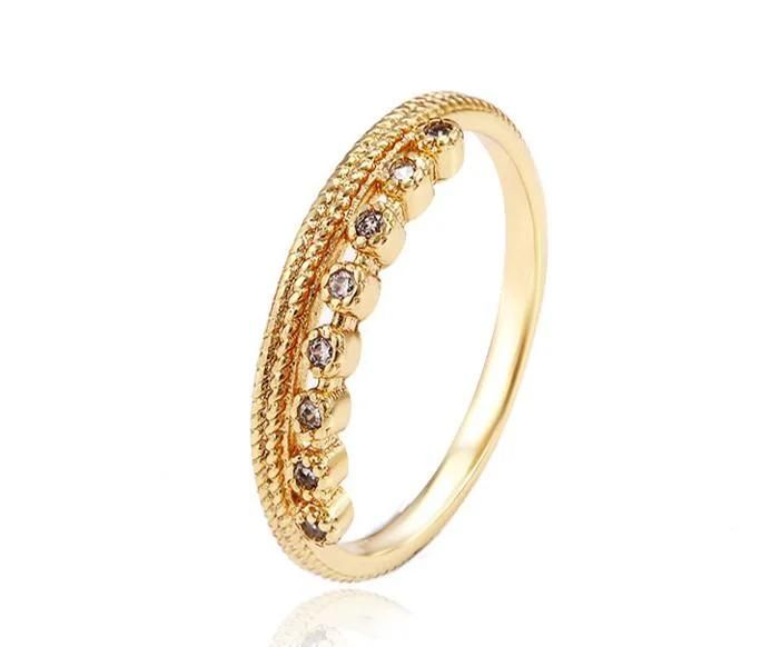 Jewelry14K Gold Color Plated Fashion Luxury Glass Rings Charm New Style Nice Gift Jewelry for Girl Women