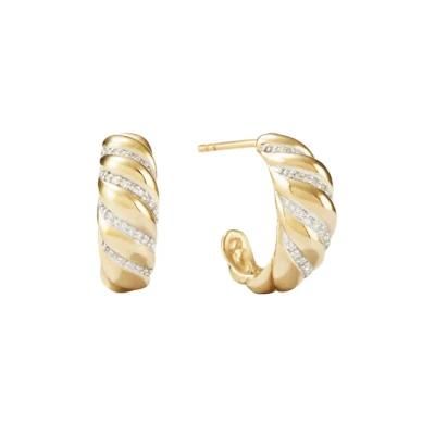 2022 New Design Fashion Jewelry 18K Gold Plated Sterling Silver Wholesale Lady Croissant Hoop Studs Earrings