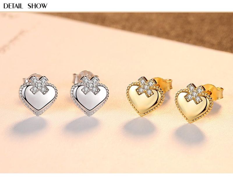 New Arrival Design 925 Sterling Silver Pear Ear Stud with CZ Stone