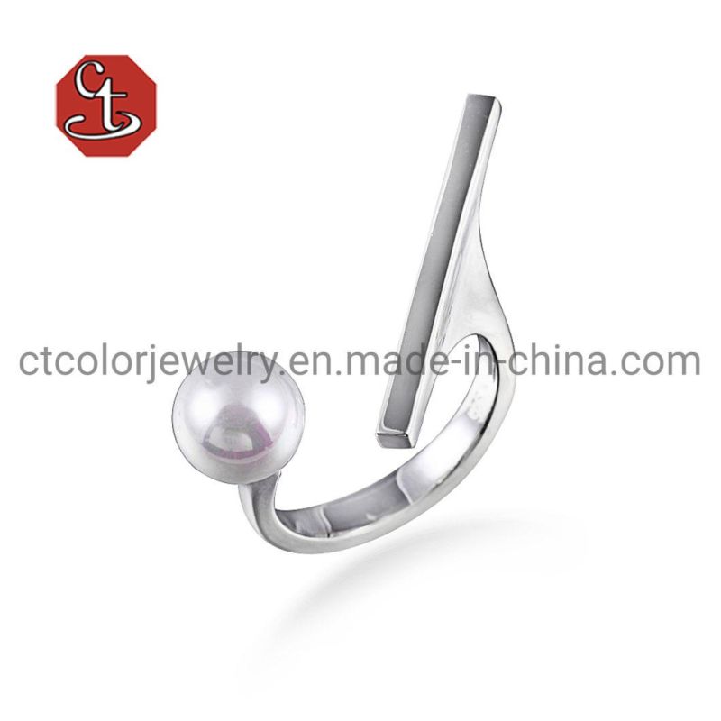 Fashion Minimalist Adjustable Pearl Ring Trendy Metro Punk Shell Pearl Jewelry