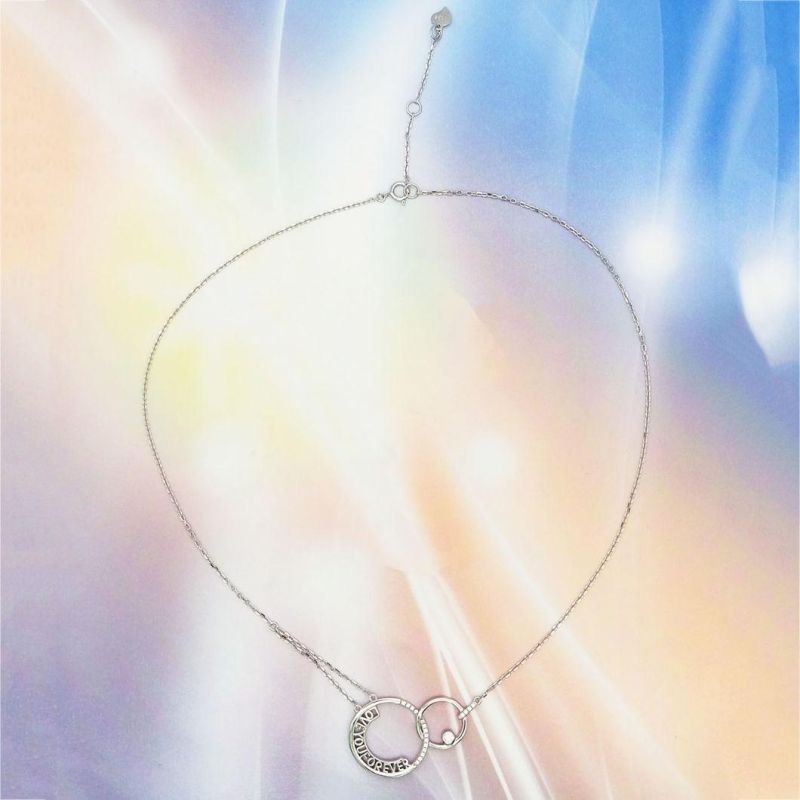 Fashion Jewelry 925 Sterling Silver Cubic Zirconia Love You Necklace for Women