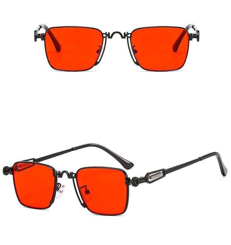 Square Metal Punk Men′s and Women′s Sunglasses Fashion Glasses