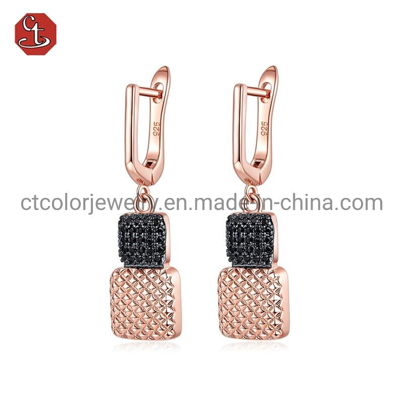 Whosale Fashion jewelry zircon Earring Costom jewellery rose plated Earrings