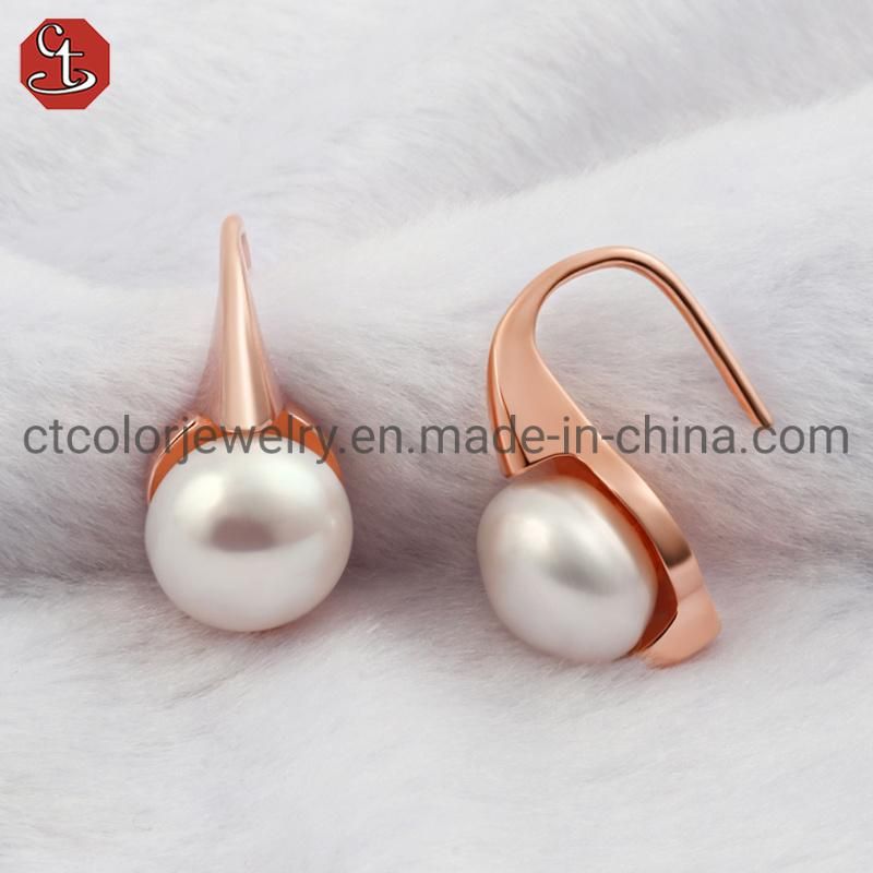 Fashion Jewelry Elegant Earrings Natural Pearl 925 Sterling Silver Earrings