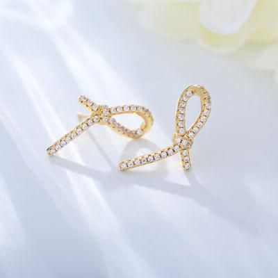 OEM&ODM Solid Silver Jewelry Knot Stud Gold Vermeil Earring