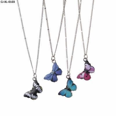 Wholesale Simple Unique Temperament Collarbone Chain Choker Color Titanium Steel Butterfly Pendant Necklace