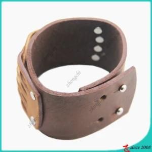 Fashion Brown Genuine Leather Stud Bracelet (LB)