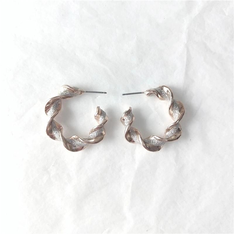 Hot Sell Manufacture Silver Glitter Paper Full Cover Twisted Hoop Earring for Female Party and Gift