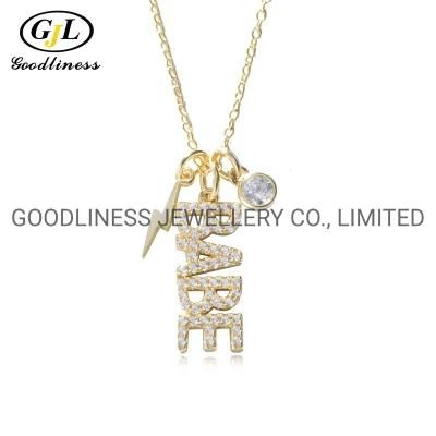 925 Sterling Silver Fine Women Jewelry Babe Letter Pendant Necklace