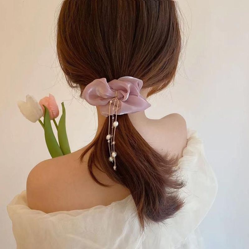 Fashion Jewellery Pearl Tassel Hair Ring French Hair Rope Headpiece