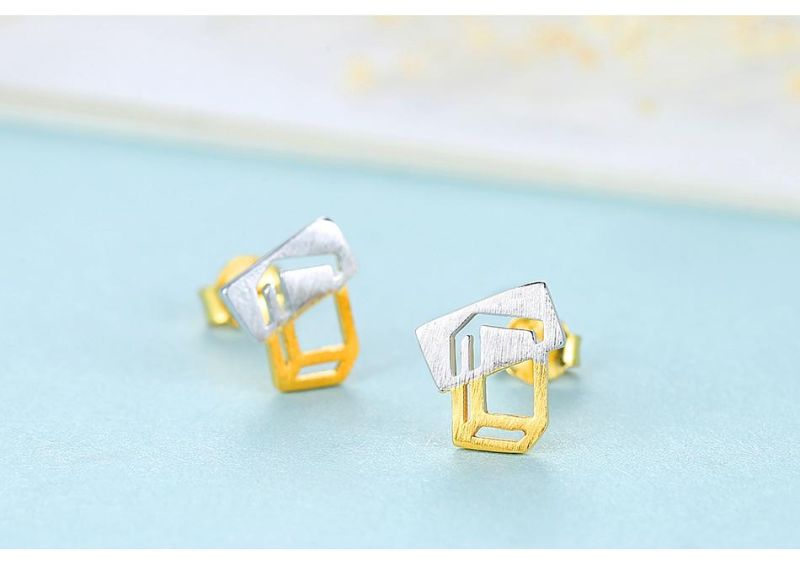 Hollow Geometric Shape Female Earrings Jewelry Ear Studs