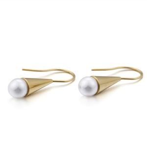 Shell Pearl Tip Pile Stainless Steel Earrings Drop